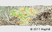 Physical Panoramic Map of Qijiang, semi-desaturated