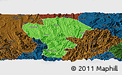 Political Panoramic Map of Qijiang, darken