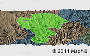 Political Panoramic Map of Qijiang, darken, semi-desaturated