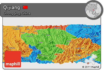 Political Panoramic Map of Qijiang