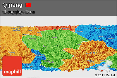 Political Panoramic Map of Qijiang