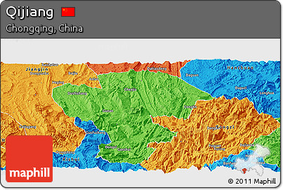 Political Panoramic Map of Qijiang