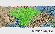 Political Panoramic Map of Qijiang, semi-desaturated
