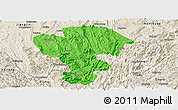 Political Panoramic Map of Qijiang, shaded relief outside