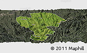 Satellite Panoramic Map of Qijiang, darken, semi-desaturated