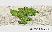 Satellite Panoramic Map of Qijiang, shaded relief outside