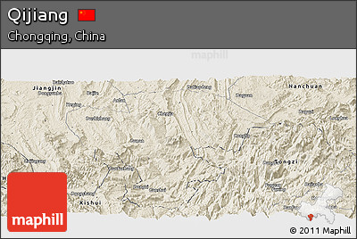 Shaded Relief Panoramic Map of Qijiang