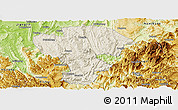 Shaded Relief Panoramic Map of Qijiang, physical outside