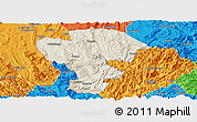 Shaded Relief Panoramic Map of Qijiang, political outside