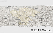 Shaded Relief Panoramic Map of Qijiang, semi-desaturated