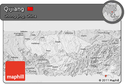 Silver Style Panoramic Map of Qijiang
