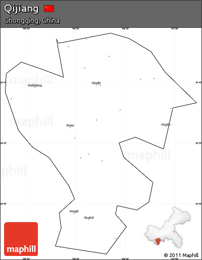 Blank Simple Map of Qijiang, cropped outside