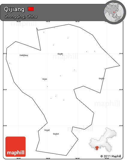Blank Simple Map of Qijiang, cropped outside