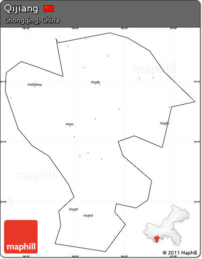 Blank Simple Map of Qijiang, cropped outside