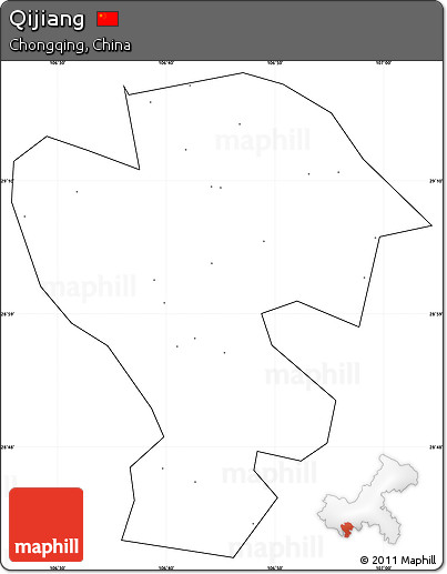 Blank Simple Map of Qijiang, cropped outside, no labels