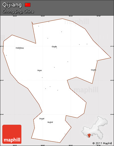 Classic Style Simple Map of Qijiang, cropped outside
