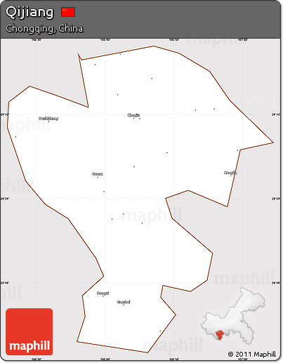 Classic Style Simple Map of Qijiang, cropped outside