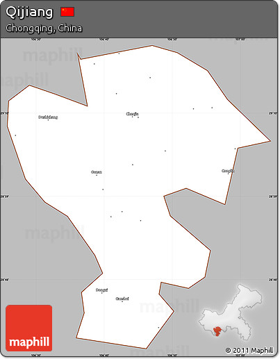 Gray Simple Map of Qijiang, cropped outside