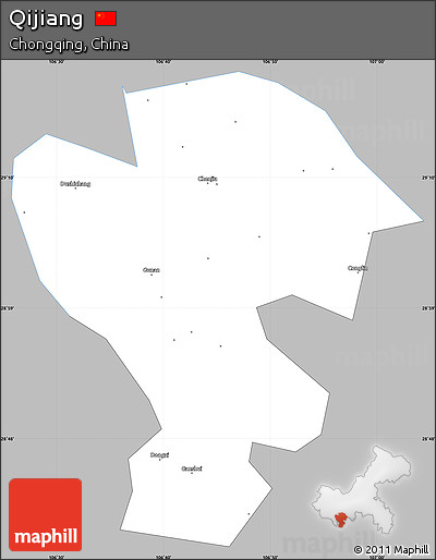 Gray Simple Map of Qijiang, single color outside