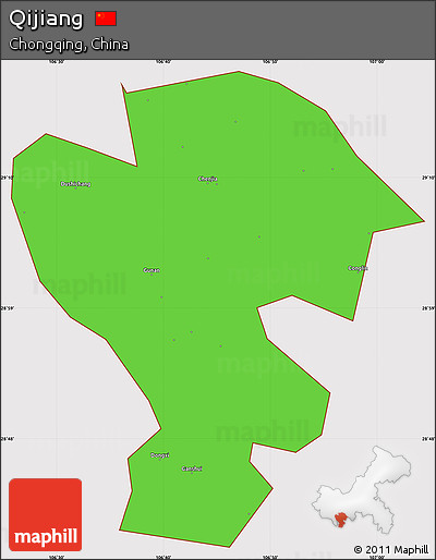 Political Simple Map of Qijiang, cropped outside