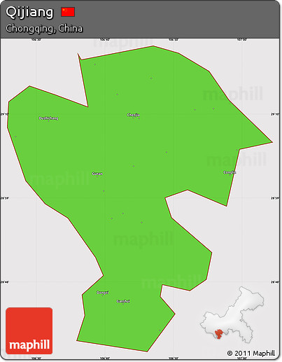 Political Simple Map of Qijiang, cropped outside