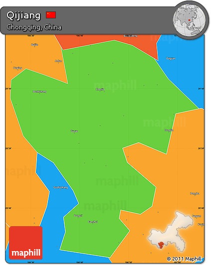 Political Simple Map of Qijiang