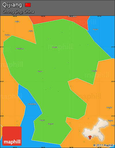 Political Simple Map of Qijiang