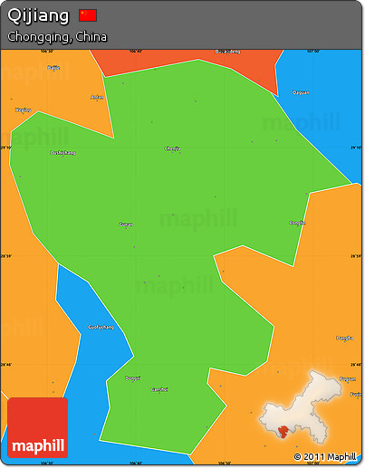 Political Simple Map of Qijiang
