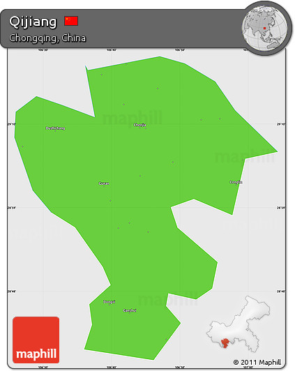 Political Simple Map of Qijiang, single color outside