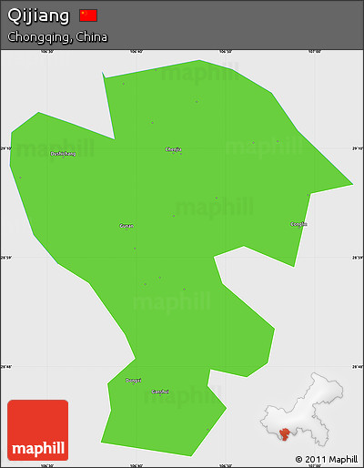 Political Simple Map of Qijiang, single color outside