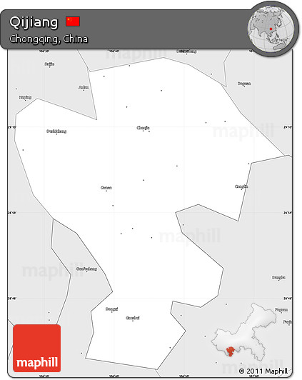 Silver Style Simple Map of Qijiang