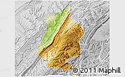 Physical 3D Map of Shizhu, lighten, desaturated