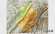 Physical 3D Map of Shizhu, semi-desaturated