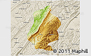Physical 3D Map of Shizhu, shaded relief outside