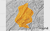 Political 3D Map of Shizhu, lighten, desaturated
