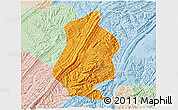 Political 3D Map of Shizhu, lighten