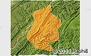 Political 3D Map of Shizhu, satellite outside