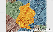 Political 3D Map of Shizhu, semi-desaturated