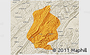 Political 3D Map of Shizhu, shaded relief outside