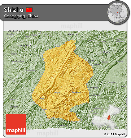 Savanna Style 3D Map of Shizhu