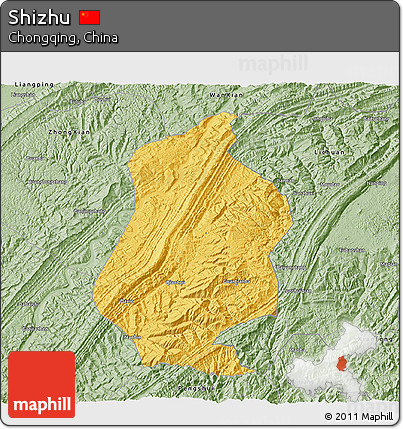 Savanna Style 3D Map of Shizhu