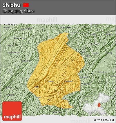 Savanna Style 3D Map of Shizhu
