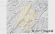 Shaded Relief 3D Map of Shizhu, desaturated