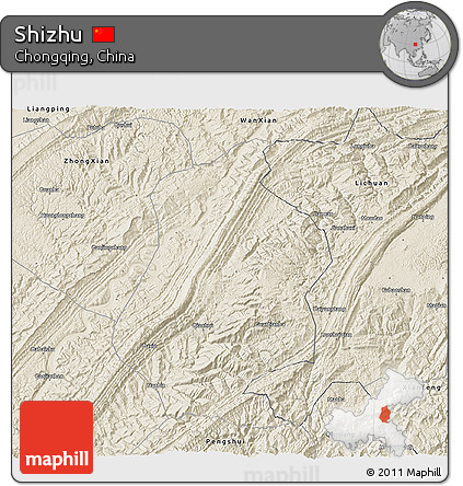 Shaded Relief 3D Map of Shizhu