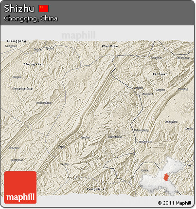 Shaded Relief 3D Map of Shizhu