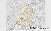 Shaded Relief 3D Map of Shizhu, lighten, desaturated