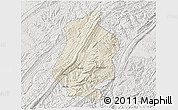 Shaded Relief 3D Map of Shizhu, lighten, semi-desaturated