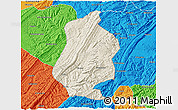 Shaded Relief 3D Map of Shizhu, political outside