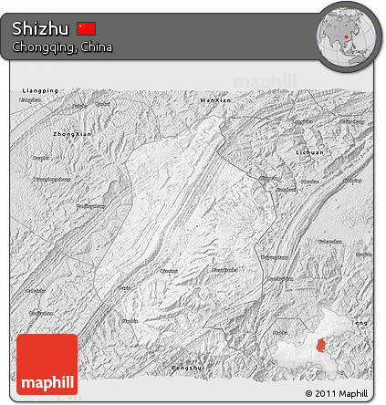 Silver Style 3D Map of Shizhu