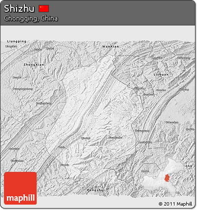Silver Style 3D Map of Shizhu